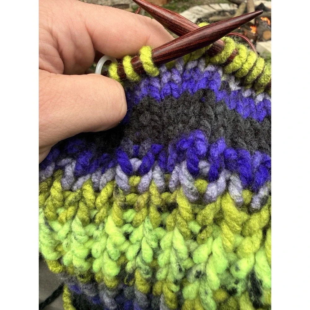Handmade Chunky Knit Beanie Hat L XL Slouchy Acrylic Winter Cap Unisex